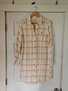 Toad&Co Cream with Tan Plaid Flannel Dress.